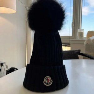 Authentic Moncler Pom Pom Hat - Black/Black